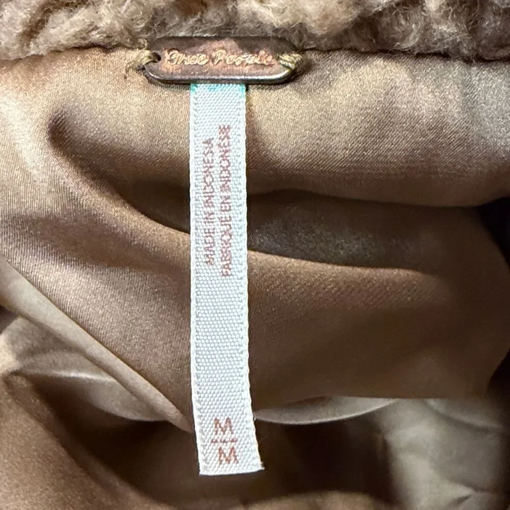 Free People- So Soft Cozy Peacoat Oversized Sherpa Jacket Pockets Buttons Size M